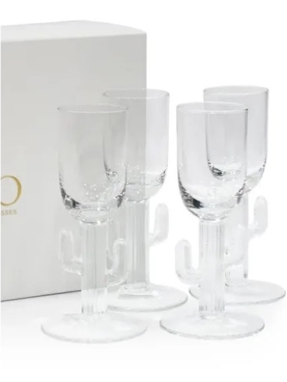 ZODAX Cabo Cactus Shot Glasses Frosted  Clear Set of 4 Pieces New